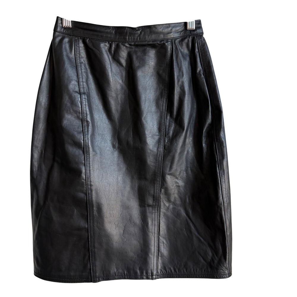 David Benjamin Leather Midi Skirt Black Women's‎ XS Vintage